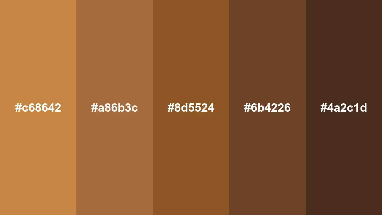 Deep nudes palette: #C68642, #A86B3C, #8D5524, #6B4226 and #4A2C1D